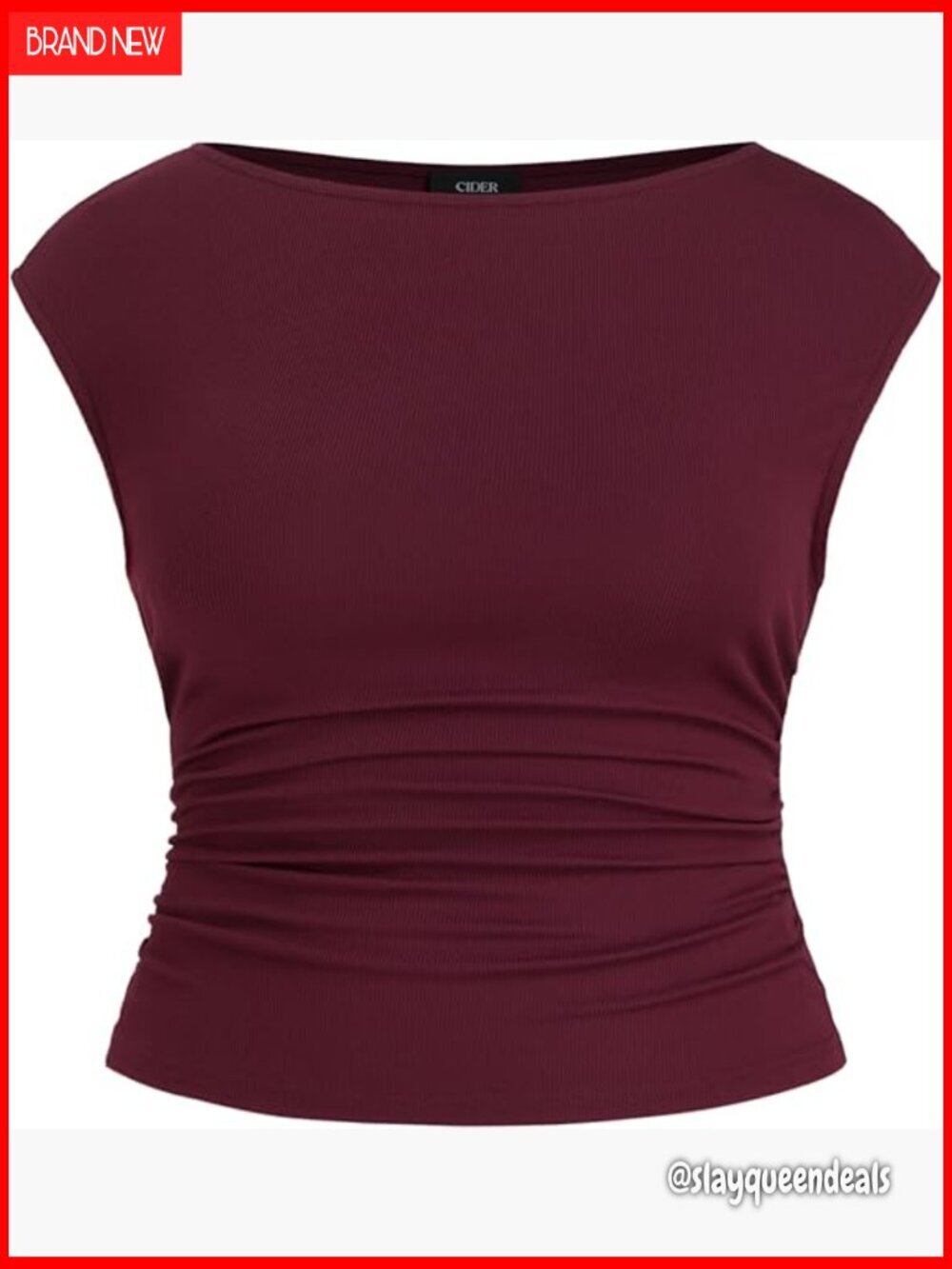 Plus Size Ruched Boat Neck Tank Top Lightweight Stretch Summer Going Out